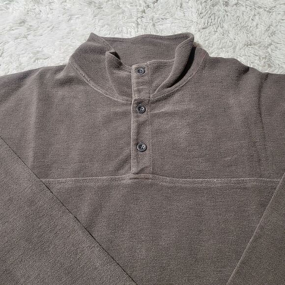 Men's long sleeve texture bark henley sweatshirt L - Picture 1 of 7